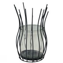 Artikel Lanterne glas metal dekorativ sort bæger Ø17cm H27cm