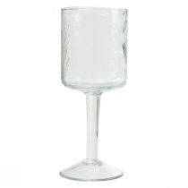Glaslanterne med fod, rund fyrfadsstage i glas Ø8cm H20cm