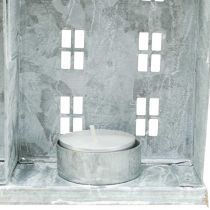 Artikel Vinduesdekoration jul, lanterne, dioramahusserie, metaldekoration sølv shabby chic L20cm H20cm