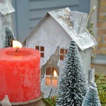 Artikel Lanternehusmetal, shabby chic, juledekoration, hvidvasket, antik look H14,5cm