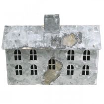 Artikel Lanternehusmetal, dekoration til jul, shabby chic, hvidvasket, antik look H12,5cm L17,5cm