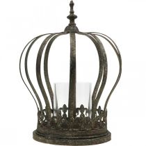Artikel Krone som lanterne, stearinlys dekoration, metal krone antik look H28cm Ø21cm