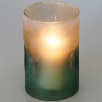 Glas lanterne grøn frostet Ø10cm H15cm