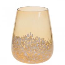Lanterne glas fyrfadsstage glas dekoration brun hvid Ø10cm