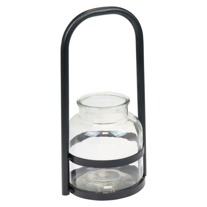 Artikel Lanterne metal glas dekoration sort klar håndtag Ø14,5cm