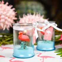 Lanternglas med flamingo lys 9cm