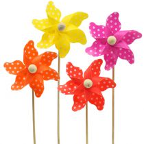 Vindmølle mini assorterede farver med prikker Ø8cm 12stk