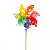 Havespil Vindmølle Pinwheel Havedekoration Farverig Ø31cm H75cm