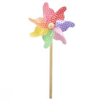Artikel Pinwheel dekoration vindmølle lille på pinden farvet Ø14cm 30cm