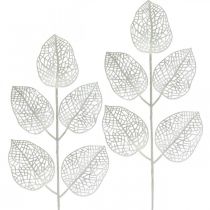 Vinterdekoration, deco blade, kunstig gren hvid glitter L36cm 10p