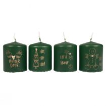 Artikel Grønne julelys, sæt med 4, Ø5 cm, H6 cm, adventsdekoration