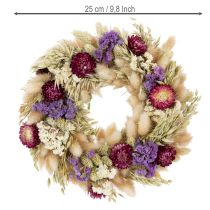 Artikel Krans af tørrede blomster, festlig borddekoration til særlige lejligheder og årstider, 25 cm