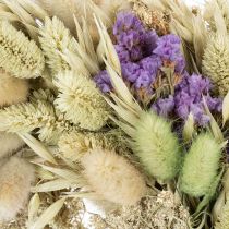 Artikel Tørrede blomsterkrans til forår og sommer, til bord og hoveddør, til særlige lejligheder med farvede accenter, 26 cm