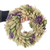 Artikel Tørrede blomsterkrans til forår og sommer, til bord og hoveddør, til særlige lejligheder med farvede accenter, 26 cm