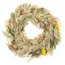 Artikel Tørrede blomsterkrans, naturlig dekoration til bord, stue og entré, 25 cm