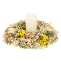 Artikel Tørrede blomsterkrans, naturlig dekoration til bord, stue og entré, 25 cm