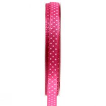 Gavebånd prikket pyntebånd pink 10mm 25m
