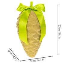 Artikel Kunstige koglevedhæng med gavebånd og sløjfe, 23 cm, 3 stk.