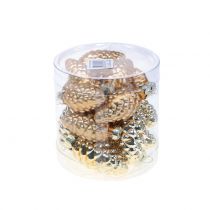 Artikel Kegleblanding af glas guld 5cm 14 stk