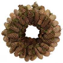Artikel Koglekrans med mos Stor krans af grankogler Ø45cm