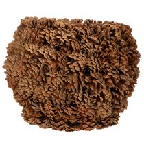 Artikel Dekorativ plantekasse med kogler, naturligt look, 27 cm. Rund koglepotte, naturbrun, lavet af kogler, 27 cm x 22 cm.