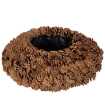 Artikel Rund koglepotte som plantekasse, 38 cm; rund koglepotte, naturbrun, lavet af kogler, 38 cm x 14 cm