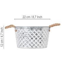 Artikel Zinkskål, dekorativ skål, metal med rebhåndtag, Ø22cm H12cm