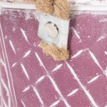 Artikel Zinkskål, diamantformet med rebhåndtag, violet og hvidvasket, Ø24,5 cm H14 cm
