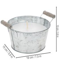 Artikel Stearinlys i zinkspand til stemningsfuld dekoration på terrasse og altan 15 cm