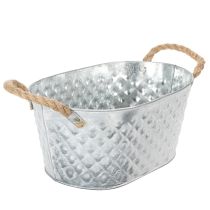 Artikel Oval zinkskål med rebhåndtag, 27 cm x 17,5 cm, H12 cm