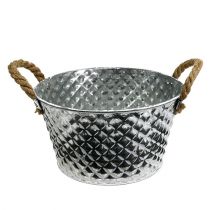 Artikel Zink skål rund med reb håndtag Ø25cm H14cm