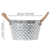 Artikel Rund zinkskål med rebhåndtag Ø25cm H14cm