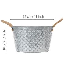Artikel Rund zinkskål med rebhåndtag Ø28cm H16cm