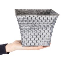 Artikel Zinkpotte med diamantmønster, H15 cm
