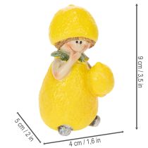 Artikel Citronbørnefigurer, sød borddekoration til sommer i vintagestil, stuer og balkon, 9 cm, 3 stk.
