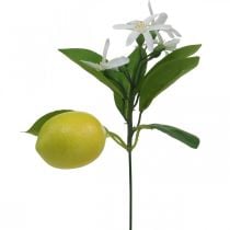 Deco gren citron og blomster kunstig gren sommerdekoration 26cm 4stk