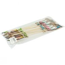 Artikel Dværg dekoration med blomster blomsterprop træ 4×10,5cm 12stk