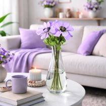 Artikel Kunstige anemoneblomster i lilla, 34 cm lange, 4 stk.