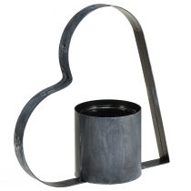 Artikel Antik grå metalholder med hjerteform og glasbeholder - 30 cm dekoration for en romantisk atmosfære 2 stk.