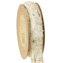 Artikel Bånd med pelsdekorationsbånd creme guld kunstpels 25mm 15m