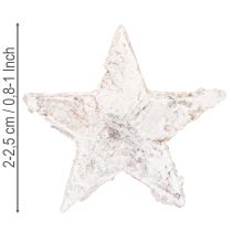 Artikel Birkestjerner mini 2cm - 2,5cm hvidkalkede 150 stk
