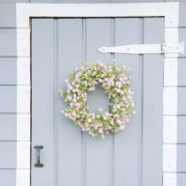 Artikel Kunstig blomsterkrans dørkrans vægdekoration Ø30cm H6cm