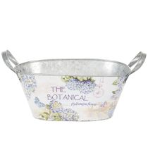 Artikel Oval metalblomsterskål med håndtag, til hortensiaer, 32×15×15 cm