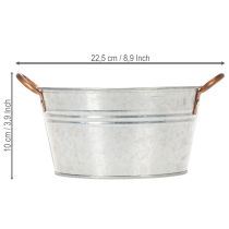 Artikel Rund blomsterskål med hanke, metalskål Ø17,5 cm H9 cm