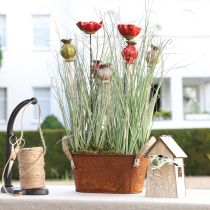 Artikel Blomsterprop træ keramisk valmue dekoration 3 farver 35cm 6 stk