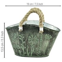 Artikel Urtepotte med hanke, taske, metal, jute, 19×13,5×13,5 cm