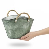 Artikel Urtepotte med jutehåndtag, metalhåndtaske, 31×20×17 cm