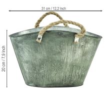 Artikel Urtepotte med jutehåndtag, metalhåndtaske, 31×20×17 cm