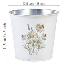 Artikel Metal urtepotte, plantekasse, hvid, 12,5 cm høj, 11,5 cm høj