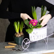 Artikel Trillebør til blomsterpotte med stilfuldt lavendel-look 46 cm